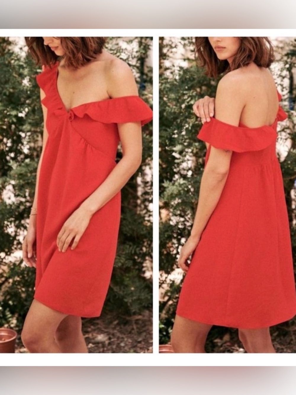 Sezane Red Olymea Dress Ruffle mini 40